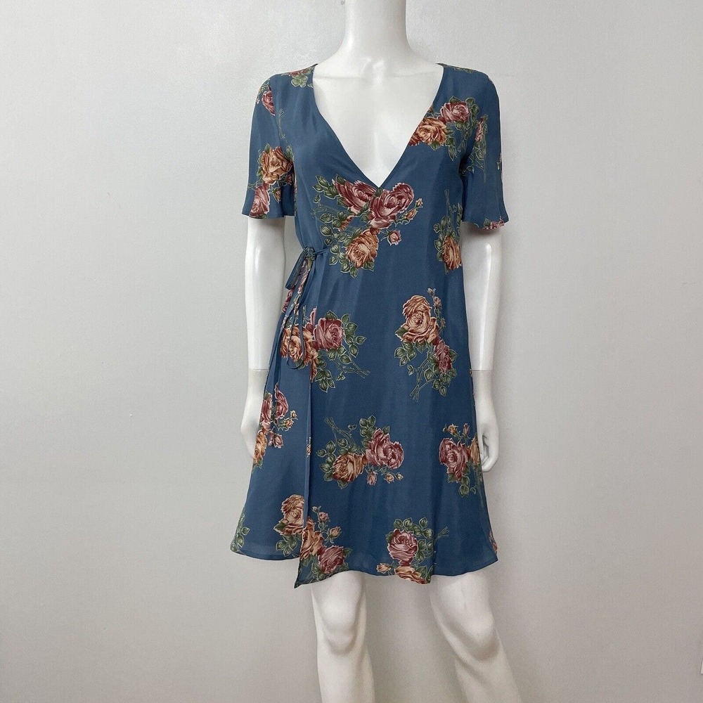 EUC Christy Dawn Wrap Around Blue Floral Dress